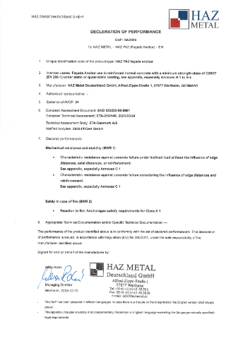 Leistungserklärung PA2-Titel